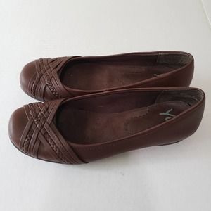 Yuu Gail Women's Brown Leather Ballet Flats Slip-on Comfort Shoes Size 8.5M